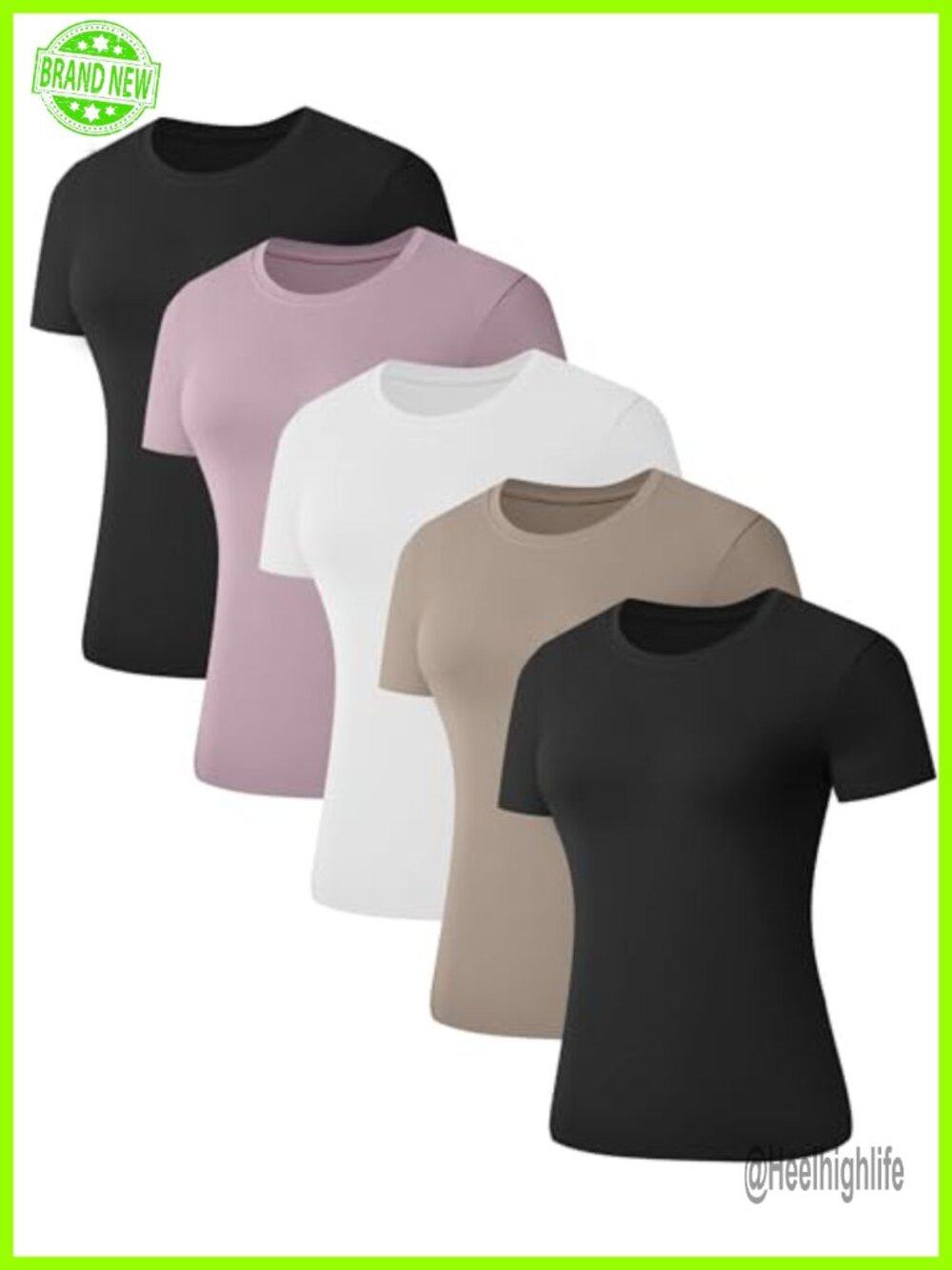 Women's Short Sleeve Crew Neck Slim Fit Tee 4-Way Stretch Soft Brushed Basic